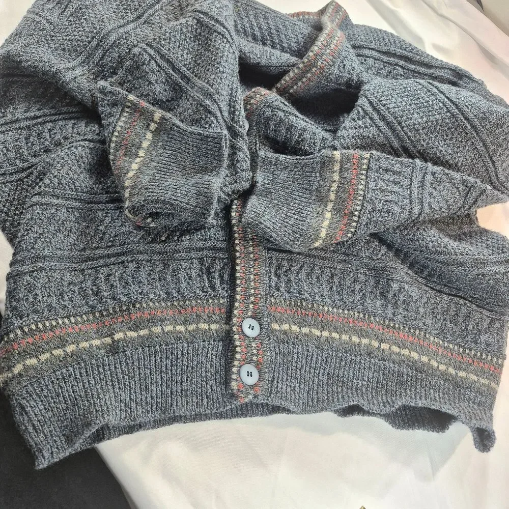 Vintage 90s Cambio Italia Men 2X Wool Blend V-Neck Cardigan Sweater Grandpa Core